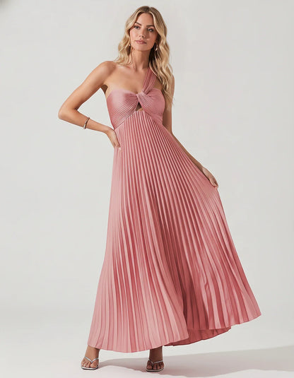 Satin Sleeveless One-Shoulder A-Line Maxi Dress for Party, Cocktail, Evening, Wedding Guest, Bridesmaid & Summer Events, fron | SKU: SMD-583920174618527-DUSTYROSE-L,SMD-583920174618527-DUSTYROSE-M,SMD-583920174618527-DUSTYROSE-S,SMD-583920174618527-DUSTYROSE-XL,SMD-583920174618527-DUSTYROSE-XS
