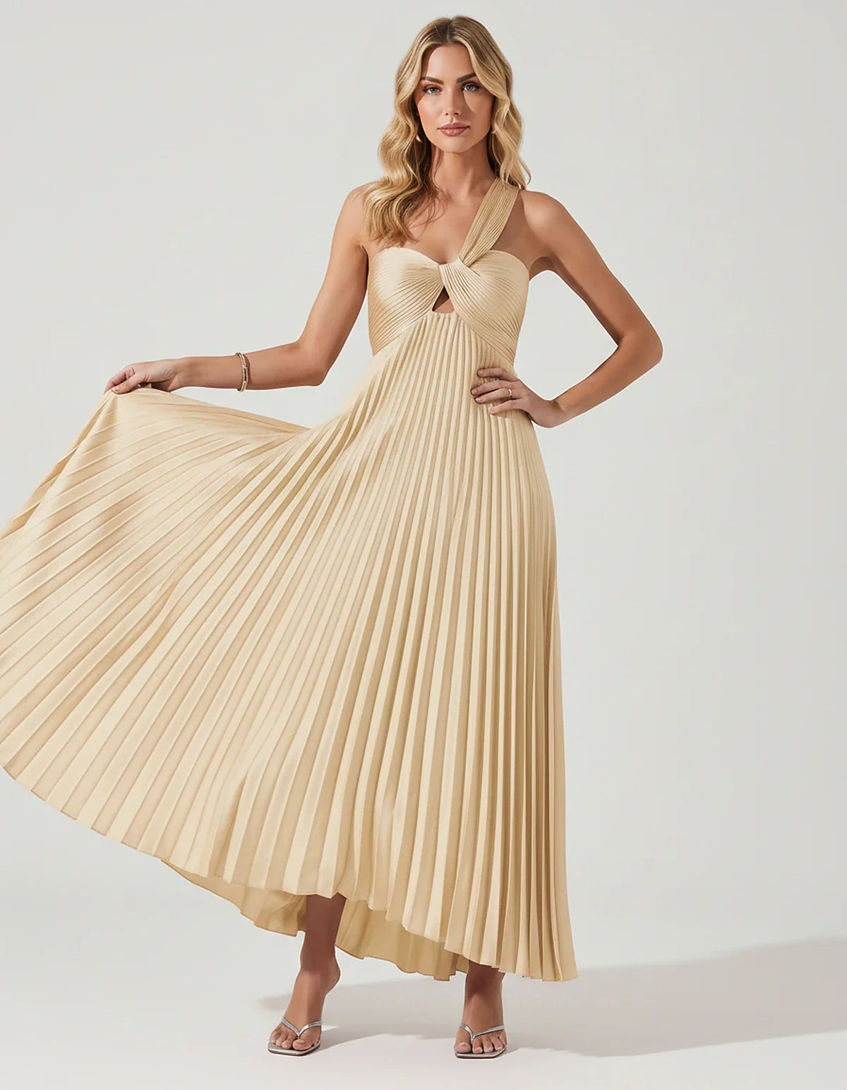 Satin Sleeveless One-Shoulder A-Line Maxi Dress for Party, Cocktail, Evening, Wedding Guest, Bridesmaid & Summer Events, fron | SKU: SMD-583920174618527-CHAMPAGNE-L,SMD-583920174618527-CHAMPAGNE-M,SMD-583920174618527-CHAMPAGNE-S,SMD-583920174618527-CHAMPAGNE-XL,SMD-583920174618527-CHAMPAGNE-XS