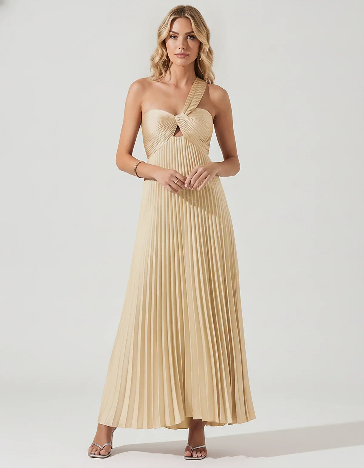Satin Sleeveless One-Shoulder A-Line Maxi Dress for Party, Cocktail, Evening, Wedding Guest, Bridesmaid & Summer Events, fron | SKU: SMD-583920174618527-CHAMPAGNE-L,SMD-583920174618527-CHAMPAGNE-M,SMD-583920174618527-CHAMPAGNE-S,SMD-583920174618527-CHAMPAGNE-XL,SMD-583920174618527-CHAMPAGNE-XS