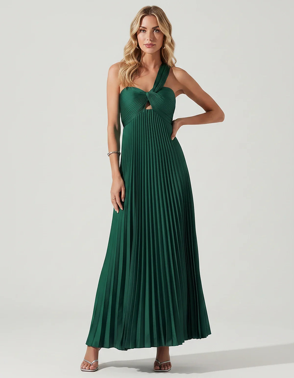 Satin Sleeveless One-Shoulder A-Line Maxi Dress for Party, Cocktail, Evening, Wedding Guest, Bridesmaid & Summer Events, fron | SKU: SMD-583920174618527-TEAL-L,SMD-583920174618527-TEAL-M,SMD-583920174618527-TEAL-S,SMD-583920174618527-TEAL-XL,SMD-583920174618527-TEAL-XS