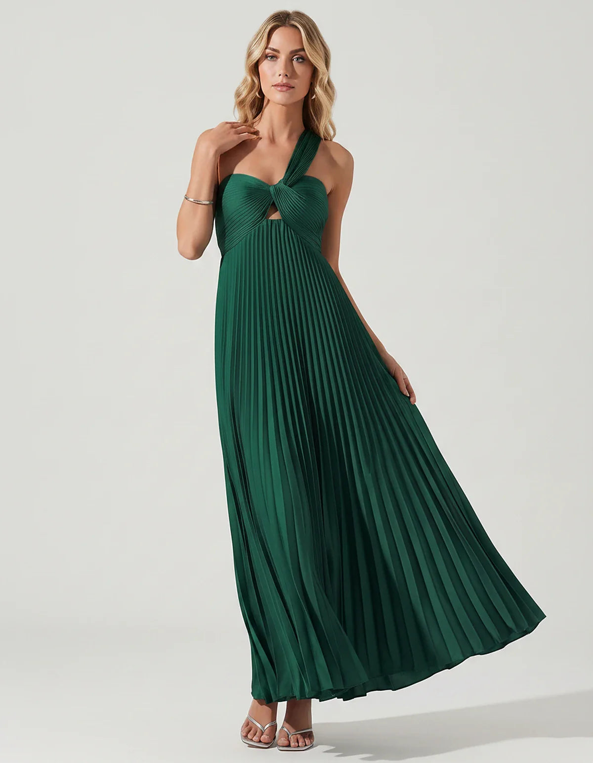 Satin Sleeveless One-Shoulder A-Line Maxi Dress for Party, Cocktail, Evening, Wedding Guest, Bridesmaid & Summer Events, fron | SKU: SMD-583920174618527-TEAL-L,SMD-583920174618527-TEAL-M,SMD-583920174618527-TEAL-S,SMD-583920174618527-TEAL-XL,SMD-583920174618527-TEAL-XS