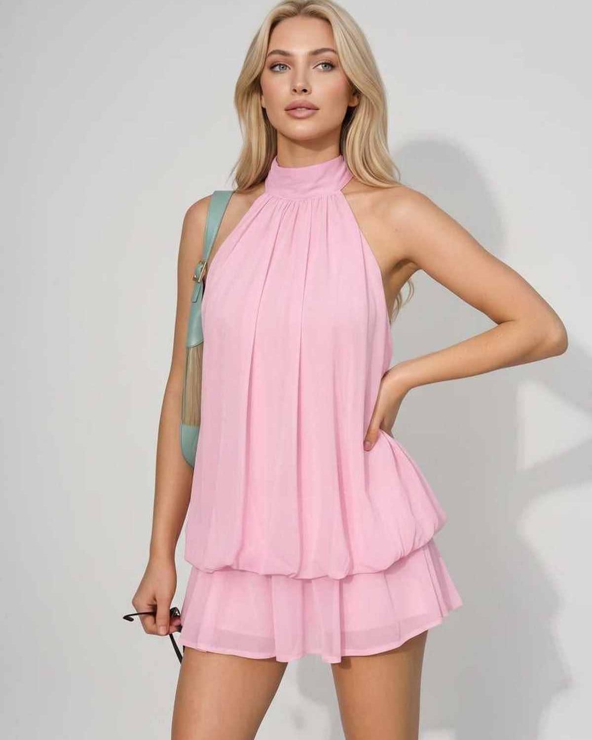 Ramblion Solina mini dress — tie-neck neckline · styled view 17 · styled for prom season