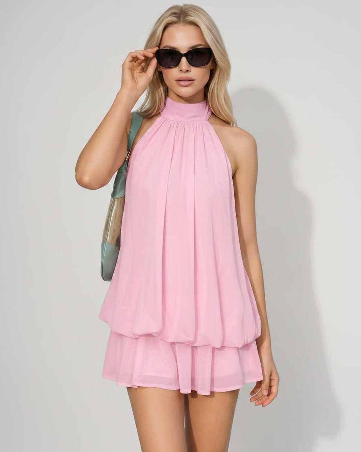 Ramblion Solina mini dress — tie-neck neckline · styled view 19 · styled for prom season