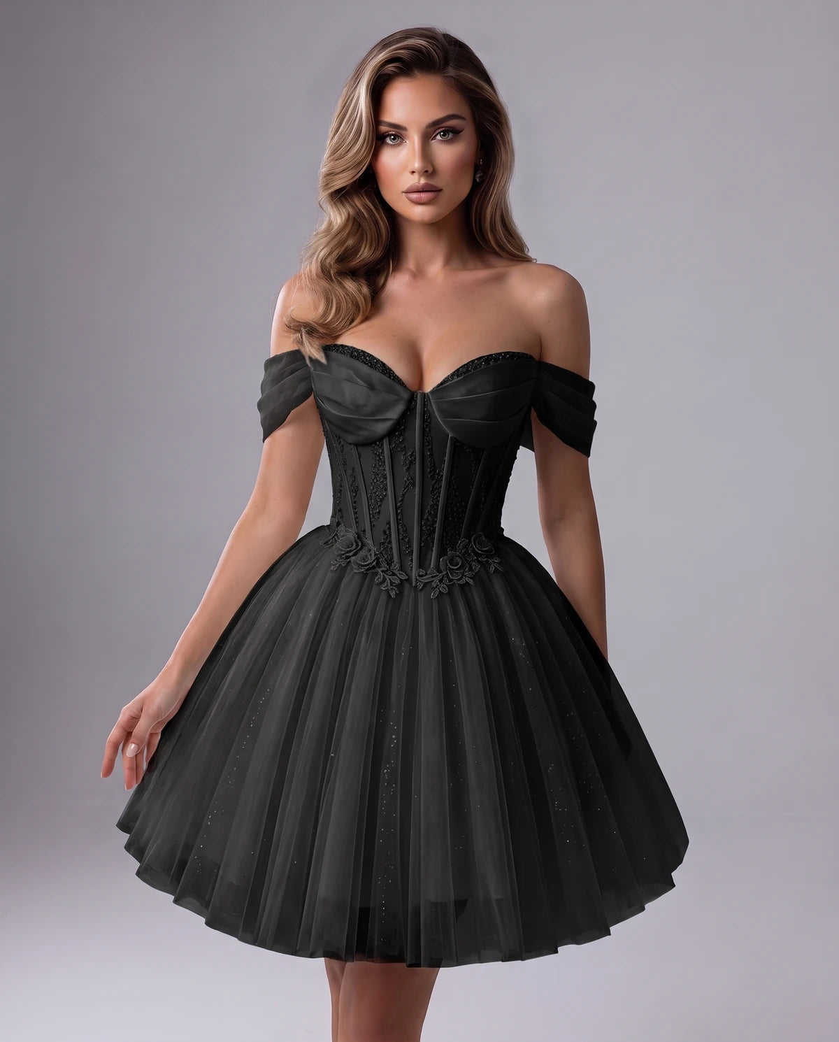 Solstice Midi Dresses — Black