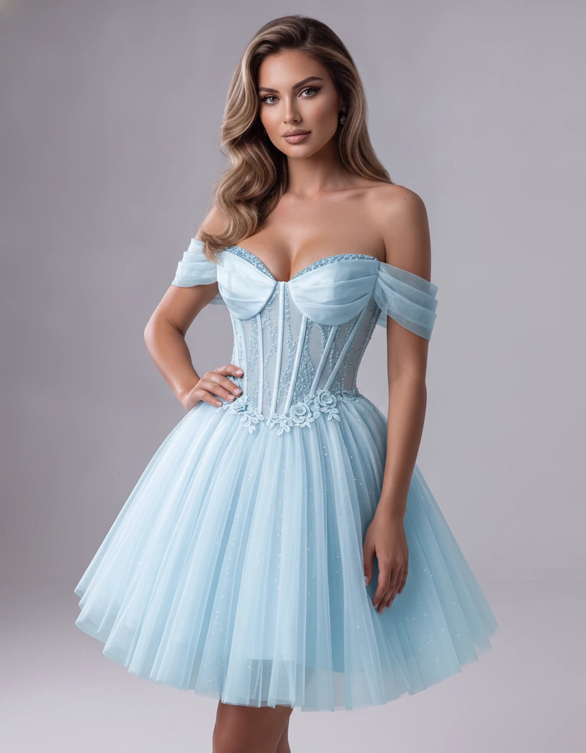 Solstice Midi Dresses — Light Blue
