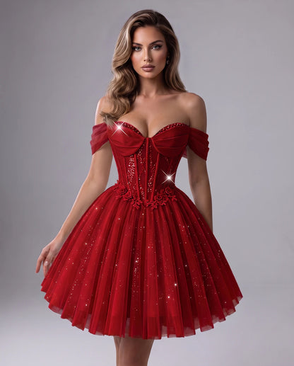 Solstice Midi Dresses — Red