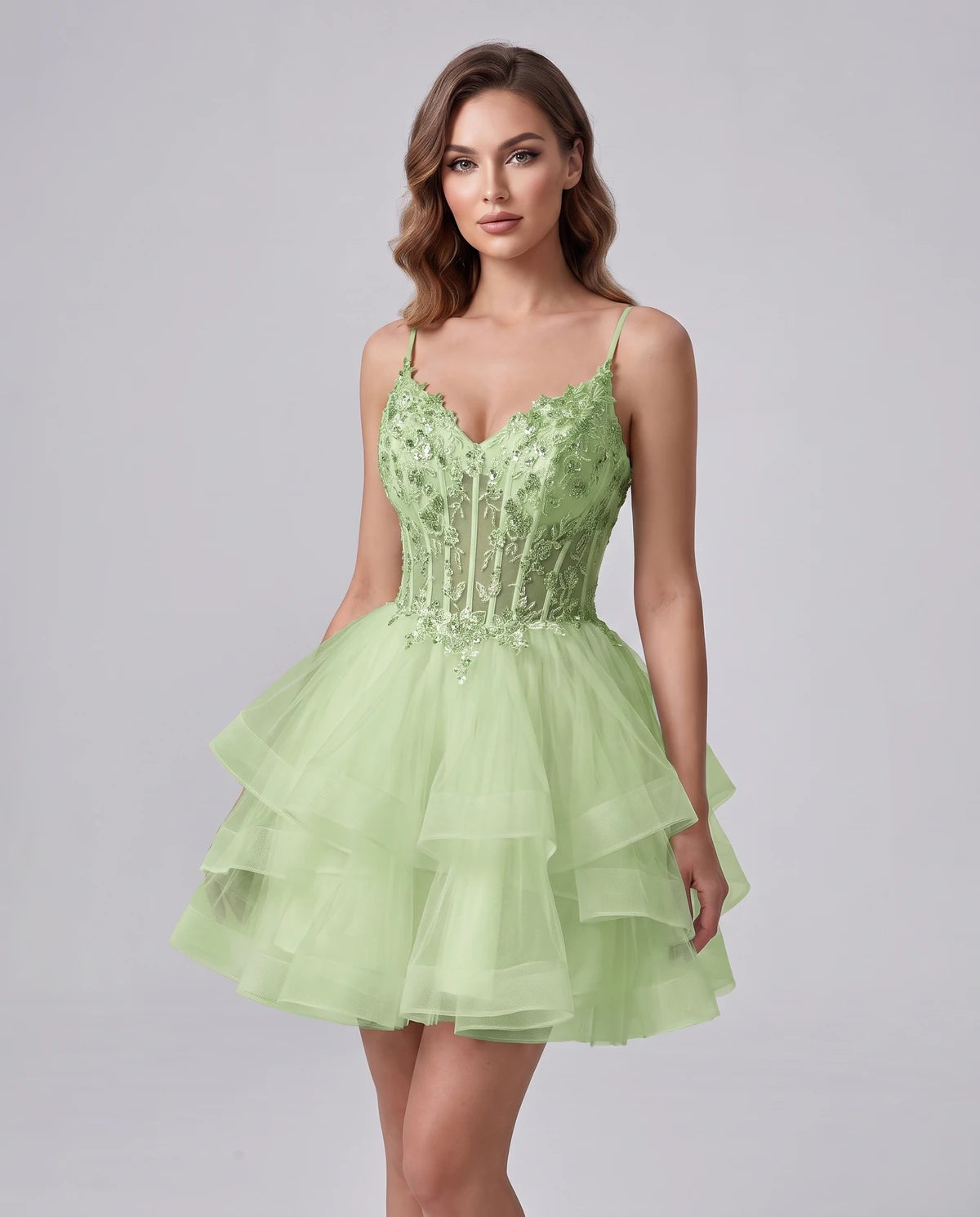 Sylvaine Mini Dresses — Dark Sage Green