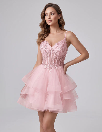 Sylvaine Mini Dresses — Pink | SKU: RB-9089a3-pink-2,RB-9089a3-pink-4,RB-9089a3-pink-6,RB-9089a3-pink-8,RB-9089a3-pink-10,RB-9089a3-pink-12,RB-9089a3-pink-14,RB-9089a3-pink-16,RB-9089a3-pink-16W,RB-9089a3-pink-18W,RB-9089a3-pink-20W,RB-9089a3-pink-22W