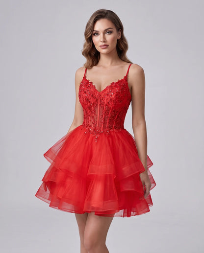 Sylvaine Mini Dresses — Red
