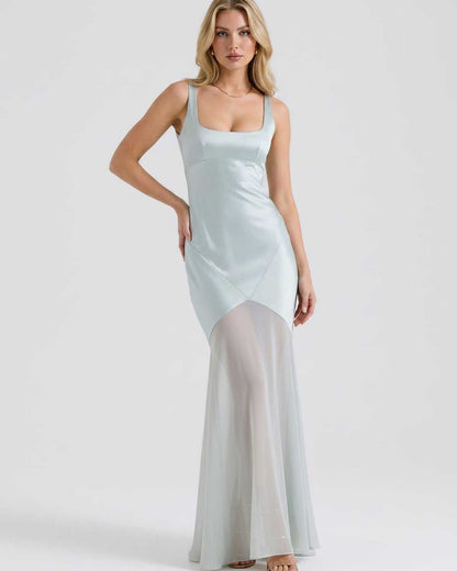 Ramblion Tala maxi dress — square neck neckline · lifestyle styling · styled for prom season