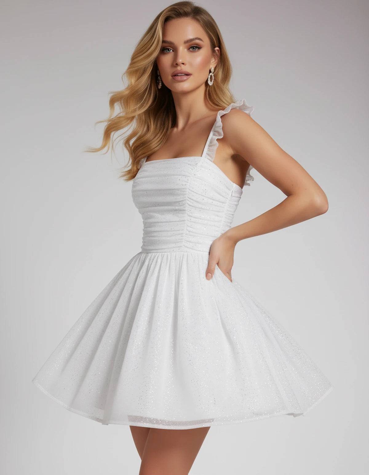 Tamsine Mini Dresses — White | SKU: RB-b4b1bb-white-2,RB-b4b1bb-white-4,RB-b4b1bb-white-6,RB-b4b1bb-white-8,RB-b4b1bb-white-10,RB-b4b1bb-white-12,RB-b4b1bb-white-14,RB-b4b1bb-white-16,RB-b4b1bb-white-16W,RB-b4b1bb-white-18W,RB-b4b1bb-white-20W,RB-b4b1bb-white-22W