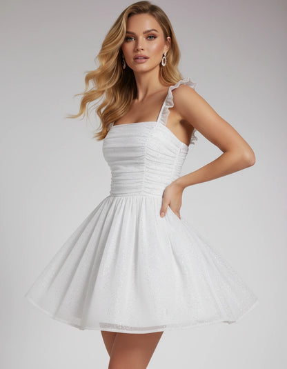 Tamsine Mini Dresses — White | SKU: RB-b4b1bb-white-2,RB-b4b1bb-white-4,RB-b4b1bb-white-6,RB-b4b1bb-white-8,RB-b4b1bb-white-10,RB-b4b1bb-white-12,RB-b4b1bb-white-14,RB-b4b1bb-white-16,RB-b4b1bb-white-16W,RB-b4b1bb-white-18W,RB-b4b1bb-white-20W,RB-b4b1bb-white-22W