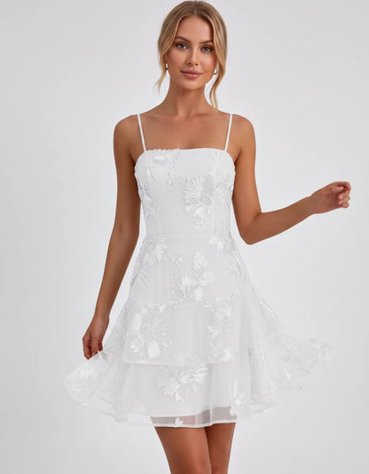 Tanzania Mini Dresses — White | SKU: RB-92617a-white-2,RB-92617a-white-4,RB-92617a-white-6,RB-92617a-white-8,RB-92617a-white-10,RB-92617a-white-12,RB-92617a-white-14,RB-92617a-white-16,RB-92617a-white-16W,RB-92617a-white-18W,RB-92617a-white-20W,RB-92617a-white-22W