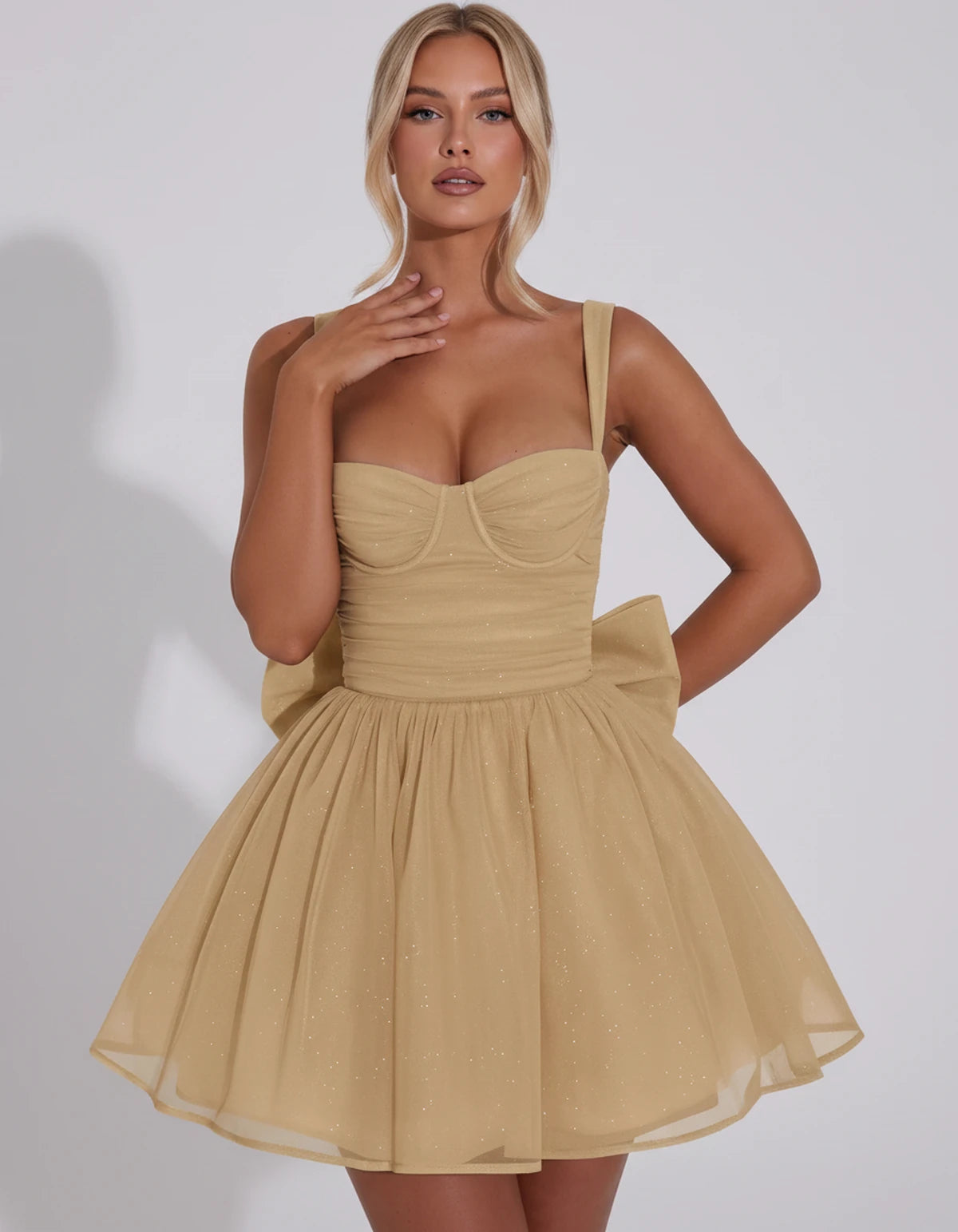 Tavira Mini Dresses — Champagne | SKU: RB-01b603-champa2e-2,RB-01b603-champa2e-4,RB-01b603-champa2e-6,RB-01b603-champa2e-8,RB-01b603-champa2e-10,RB-01b603-champa2e-12,RB-01b603-champa2e-14,RB-01b603-champa2e-16,RB-01b603-champa2e-16W,RB-01b603-champa2e-18W,RB-01b603-champa2e-20W,RB-01b603-champa2e-22W