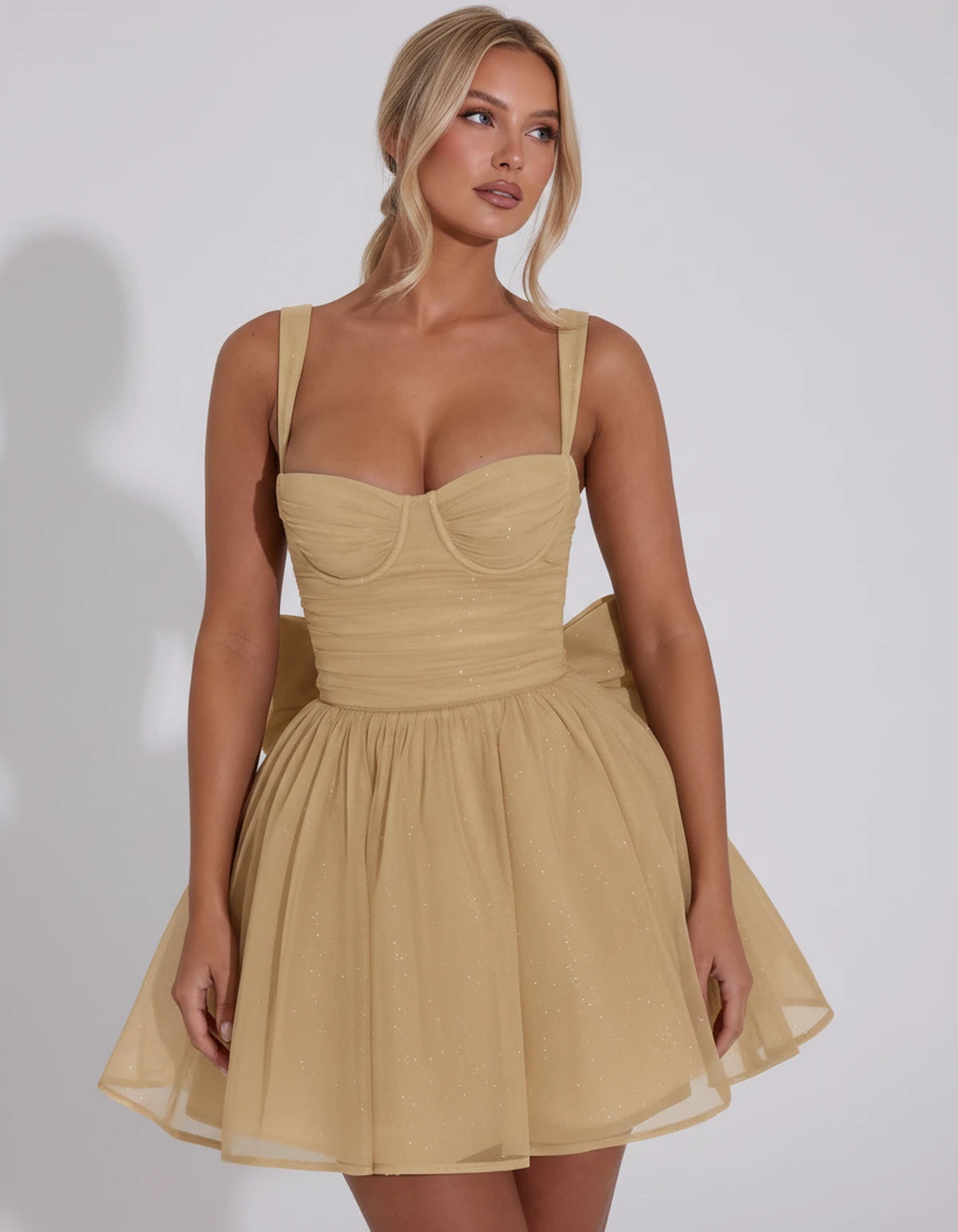 Tavira Mini Dresses — Champagne | SKU: RB-01b603-champa2e-2,RB-01b603-champa2e-4,RB-01b603-champa2e-6,RB-01b603-champa2e-8,RB-01b603-champa2e-10,RB-01b603-champa2e-12,RB-01b603-champa2e-14,RB-01b603-champa2e-16,RB-01b603-champa2e-16W,RB-01b603-champa2e-18W,RB-01b603-champa2e-20W,RB-01b603-champa2e-22W