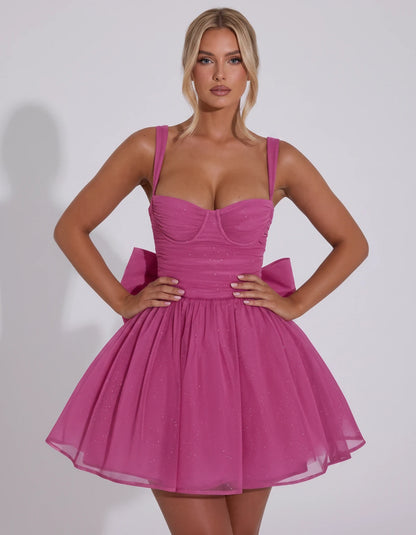 Tavira Mini Dresses — Hot Pink | SKU: RB-01b603-hotpink-2,RB-01b603-hotpink-4,RB-01b603-hotpink-6,RB-01b603-hotpink-8,RB-01b603-hotpink-10,RB-01b603-hotpink-12,RB-01b603-hotpink-14,RB-01b603-hotpink-16,RB-01b603-hotpink-16W,RB-01b603-hotpink-18W,RB-01b603-hotpink-20W,RB-01b603-hotpink-22W