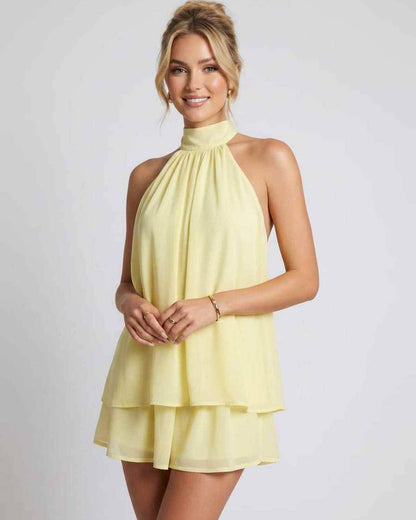 Ramblion Tessa mini dress — halter neckline · styled view 6 · styled for prom season
