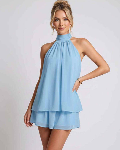Ramblion Tessa mini dress — halter neckline · styled view 8 · styled for prom season