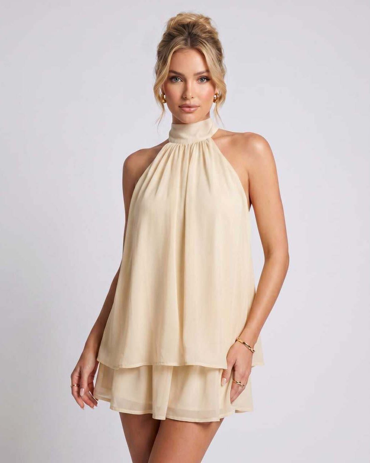 Ramblion Tessa mini dress — halter neckline · styled view 13 · styled for prom season