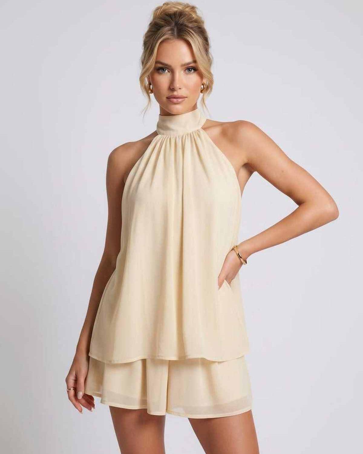 Ramblion Tessa mini dress — halter neckline · styled view 16 · styled for prom season