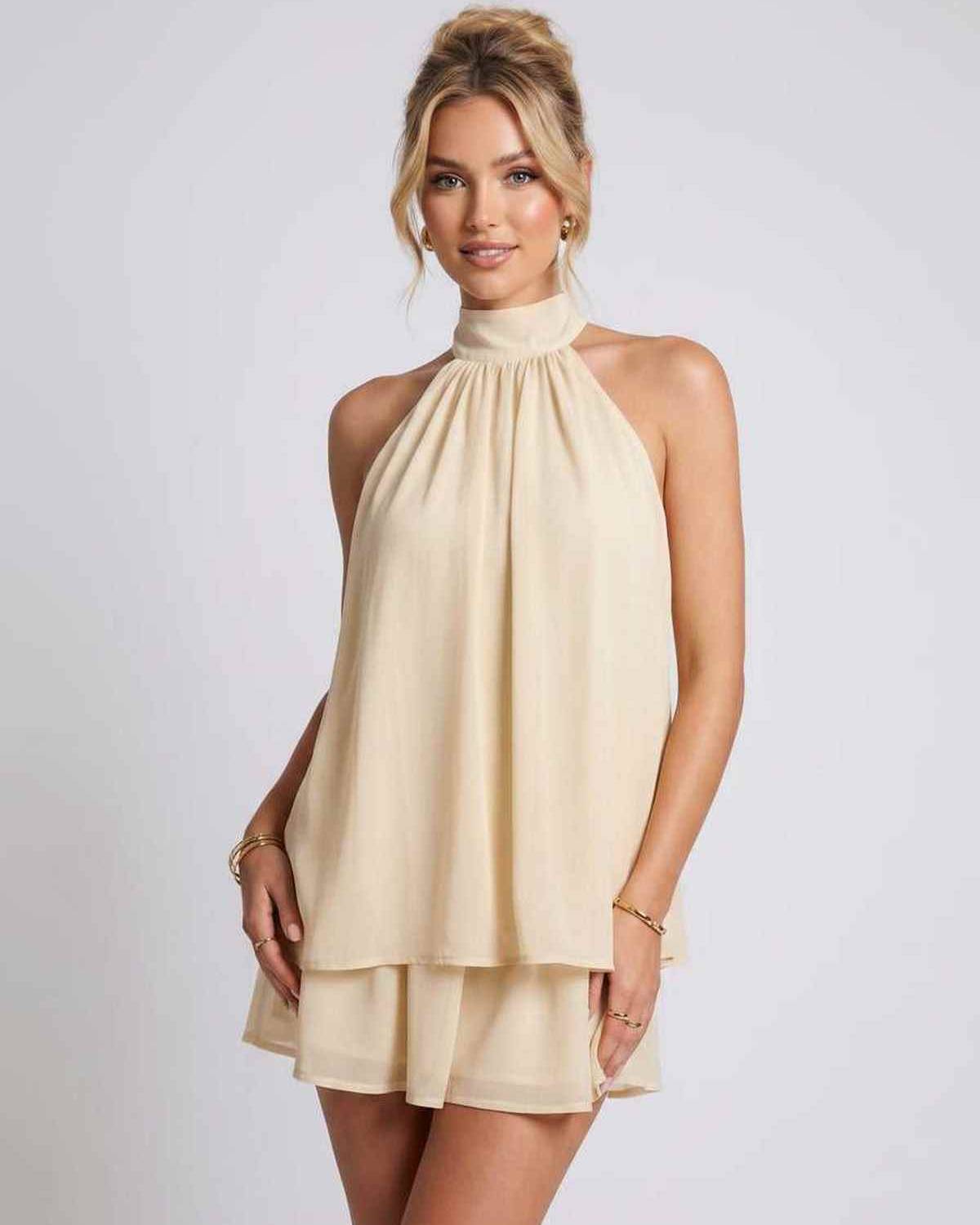 Ramblion Tessa mini dress — halter neckline · styled view 17 · styled for prom season