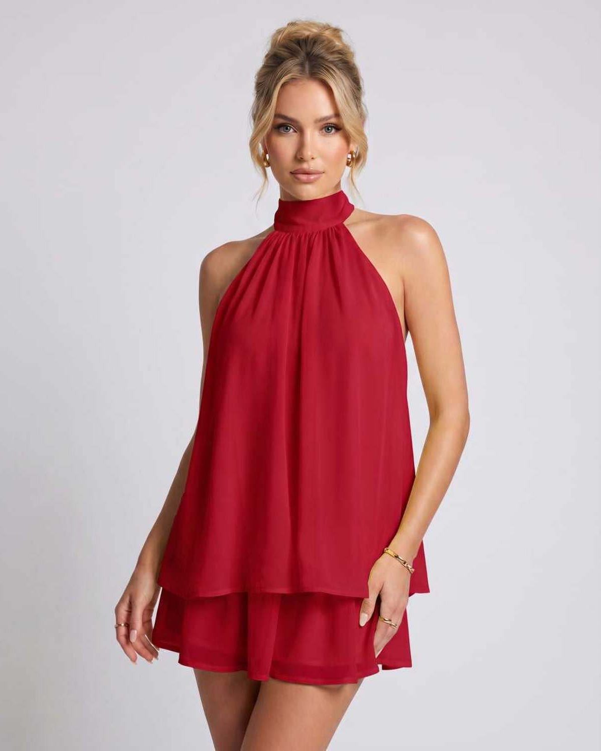 Ramblion Tessa mini dress — halter neckline · styled view 19 · styled for prom season