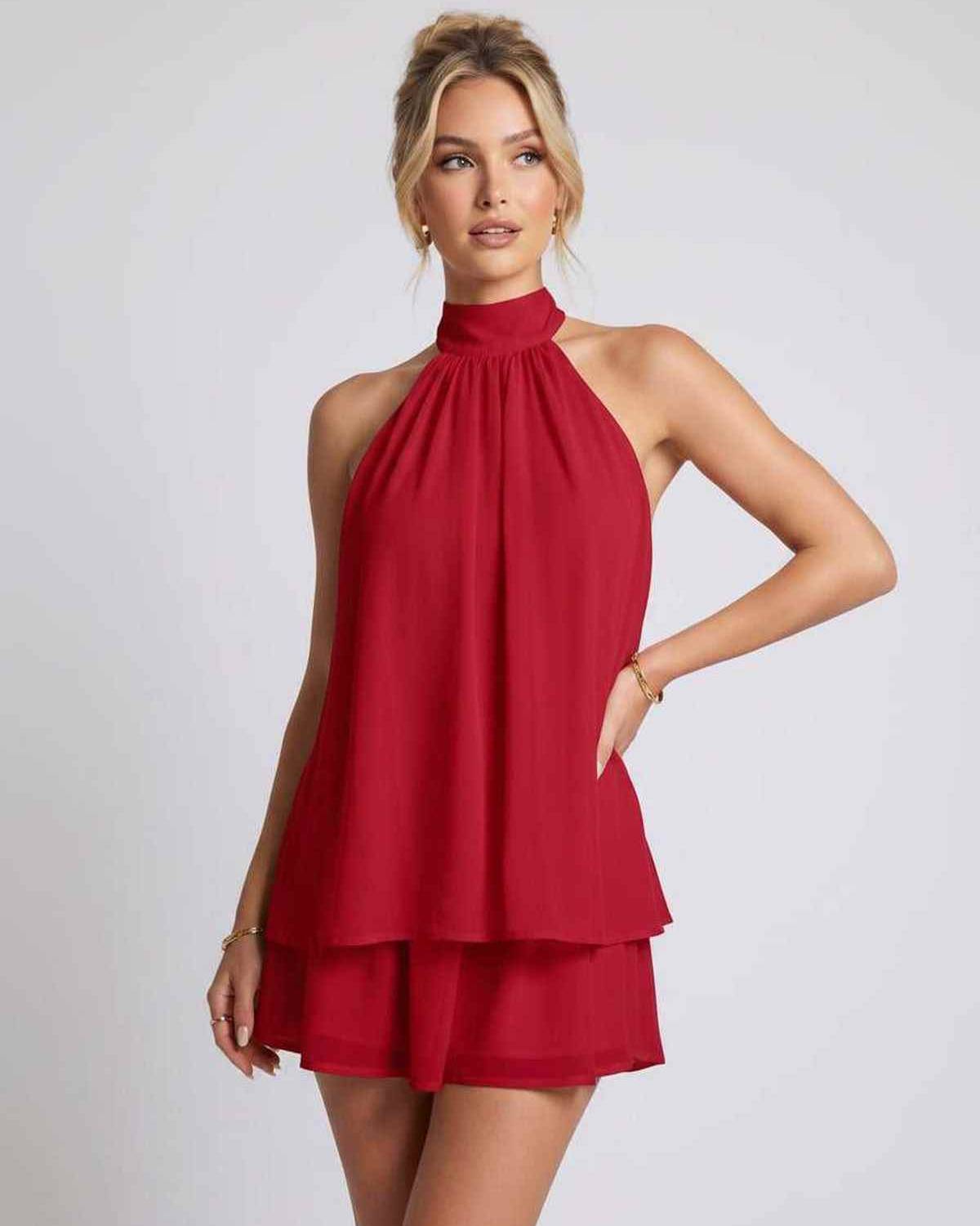 Ramblion Tessa mini dress — halter neckline · styled view 20 · styled for prom season