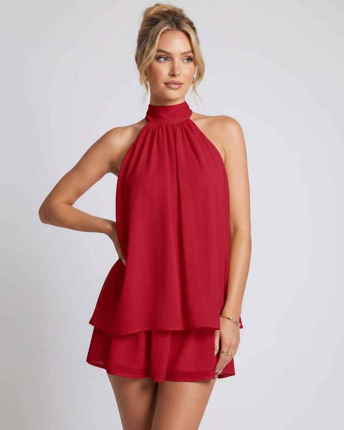 Ramblion Tessa mini dress — halter neckline · styled view 22 · styled for prom season