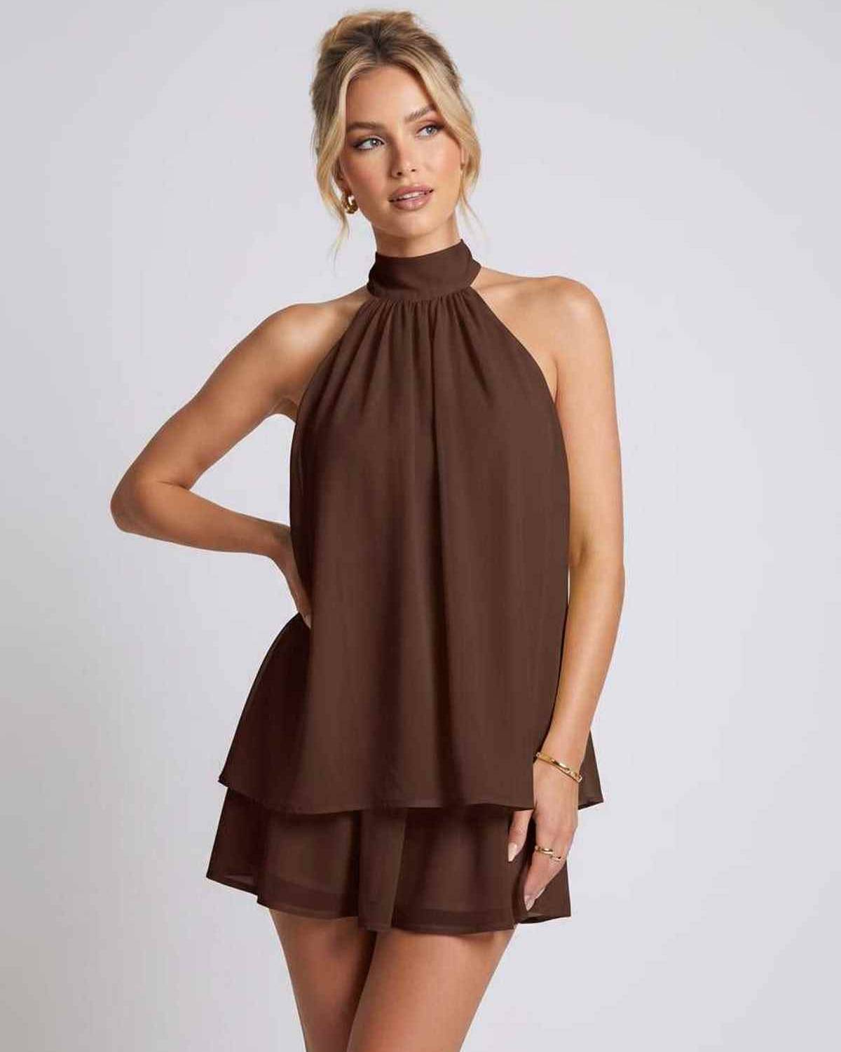 Ramblion Tessa mini dress — halter neckline · styled view 28 · styled for prom season