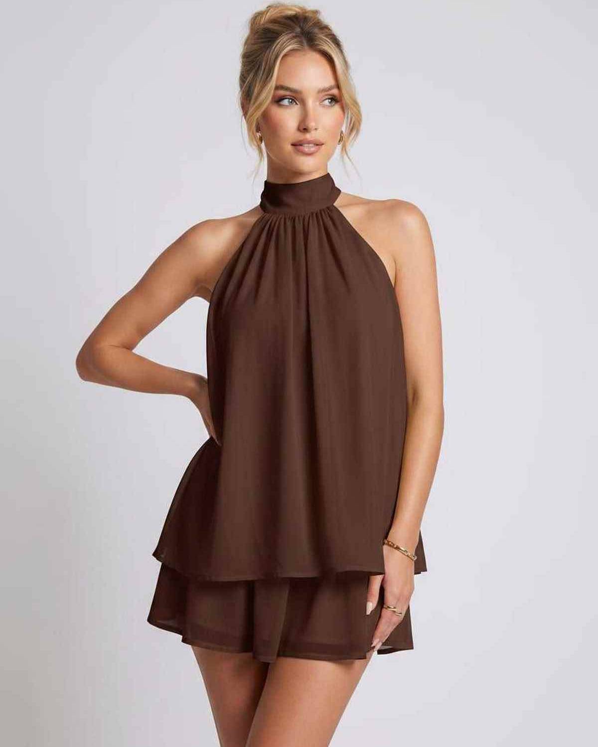 Ramblion Tessa mini dress — halter neckline · styled view 29 · styled for prom season
