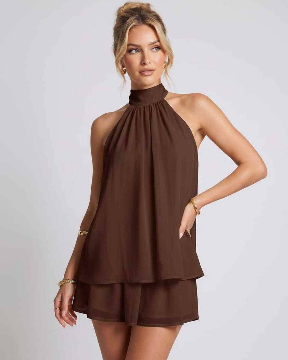 Ramblion Tessa mini dress — halter neckline · styled view 30 · styled for prom season