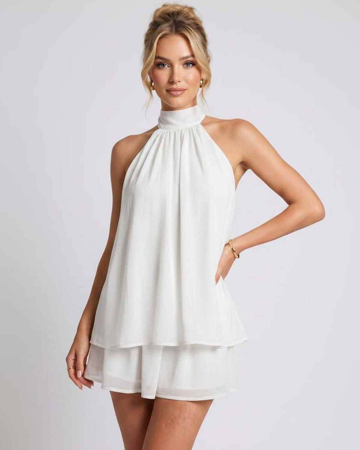 Ramblion Tessa mini dress — halter neckline · styled view 34 · styled for prom season