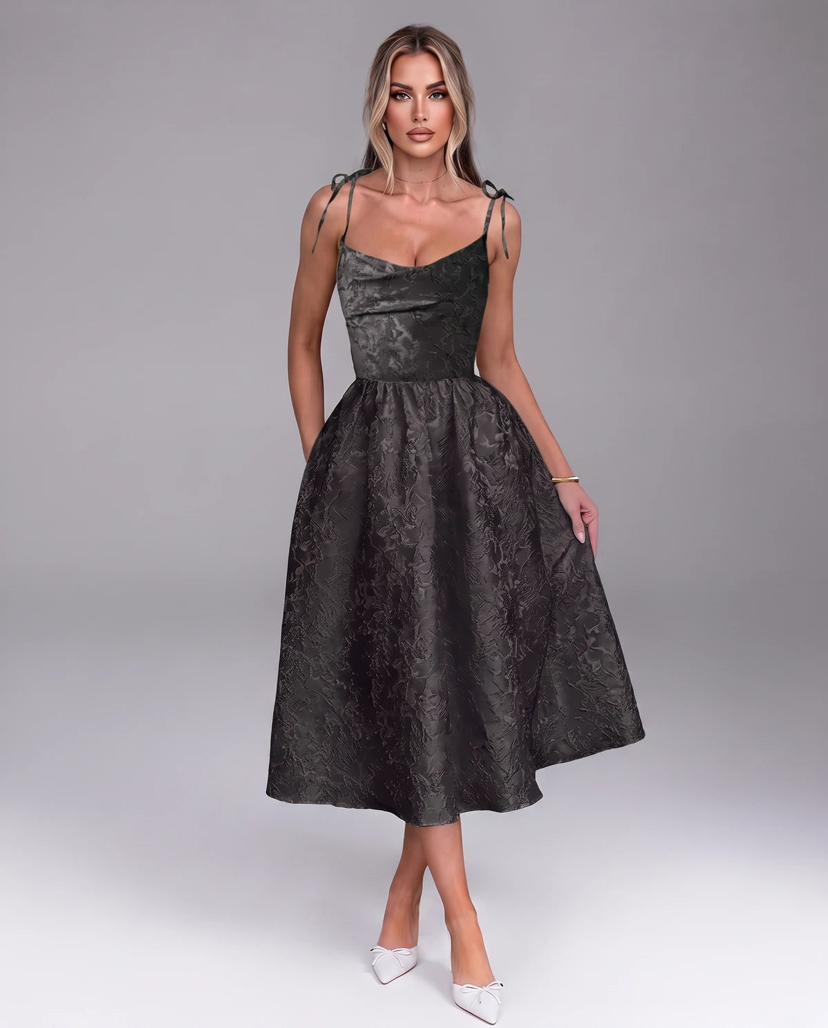 Thessaly Midi Dresses — Black