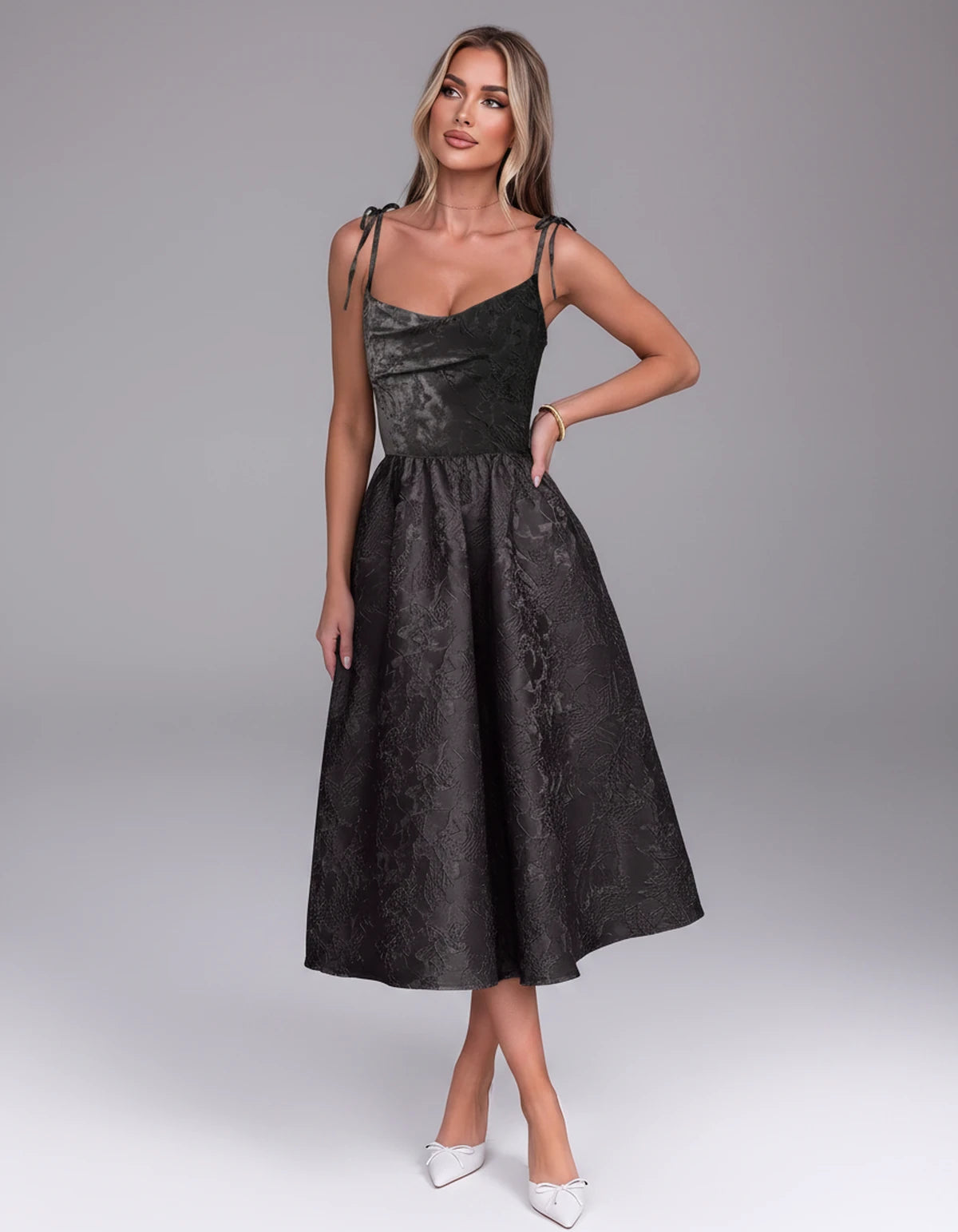 Thessaly Midi Dresses — Black | SKU: RB-c62e2e-black-2,RB-c62e2e-black-4,RB-c62e2e-black-6,RB-c62e2e-black-8,RB-c62e2e-black-10,RB-c62e2e-black-12,RB-c62e2e-black-14,RB-c62e2e-black-16,RB-c62e2e-black-16W,RB-c62e2e-black-18W,RB-c62e2e-black-20W,RB-c62e2e-black-22W