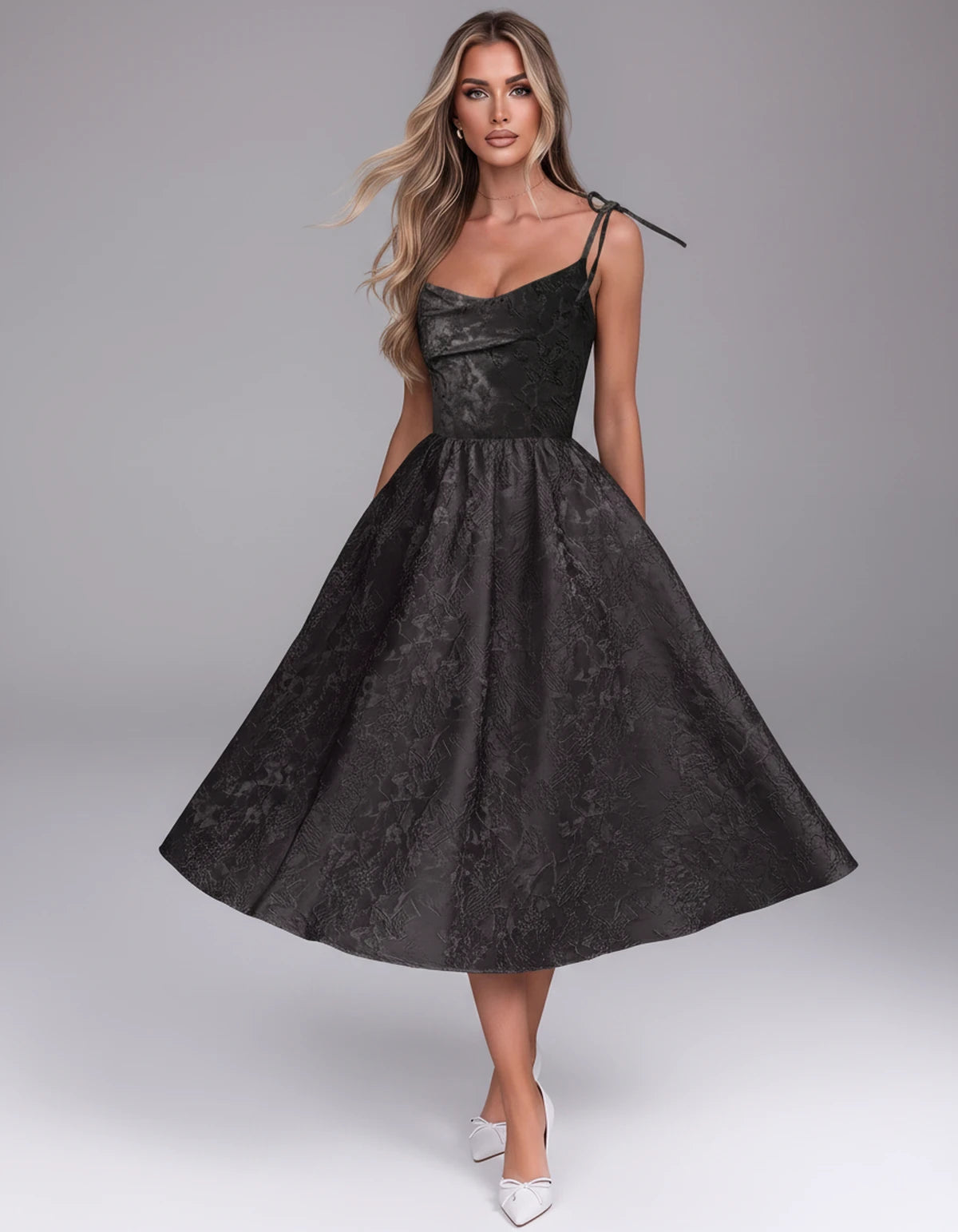 Thessaly Midi Dresses — Black | SKU: RB-c62e2e-black-2,RB-c62e2e-black-4,RB-c62e2e-black-6,RB-c62e2e-black-8,RB-c62e2e-black-10,RB-c62e2e-black-12,RB-c62e2e-black-14,RB-c62e2e-black-16,RB-c62e2e-black-16W,RB-c62e2e-black-18W,RB-c62e2e-black-20W,RB-c62e2e-black-22W