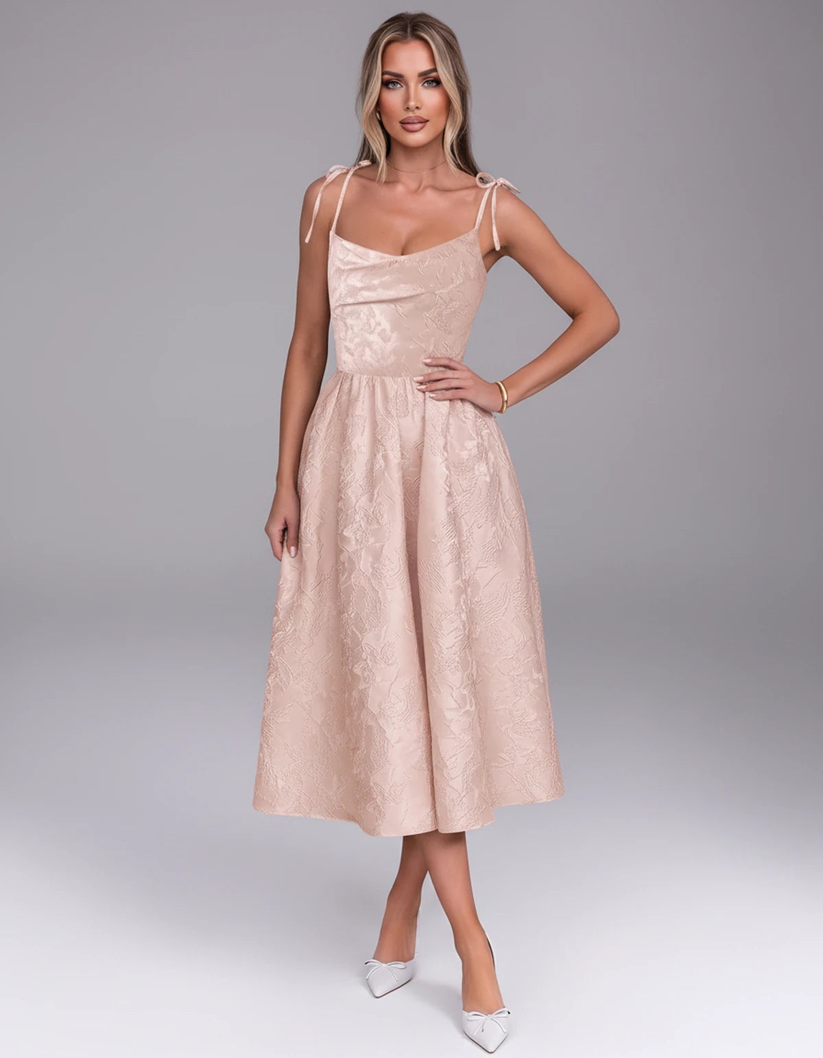 Thessaly Midi Dresses — Blush | SKU: RB-c62e2e-blush-2,RB-c62e2e-blush-4,RB-c62e2e-blush-6,RB-c62e2e-blush-8,RB-c62e2e-blush-10,RB-c62e2e-blush-12,RB-c62e2e-blush-14,RB-c62e2e-blush-16,RB-c62e2e-blush-16W,RB-c62e2e-blush-18W,RB-c62e2e-blush-20W,RB-c62e2e-blush-22W