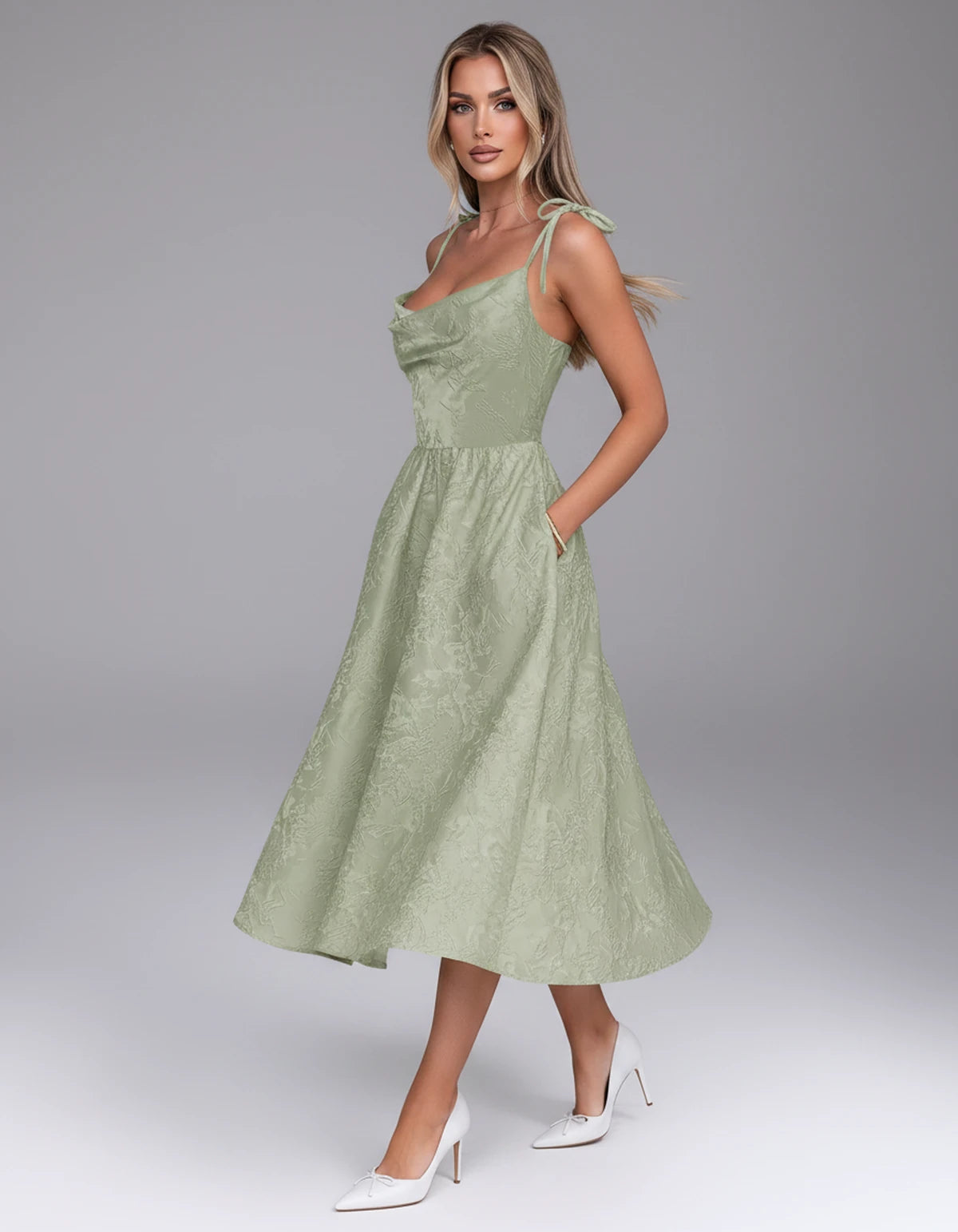 Thessaly Midi Dresses — Dusty Green | SKU: RB-c62e2e-dustyg14-2,RB-c62e2e-dustyg14-4,RB-c62e2e-dustyg14-6,RB-c62e2e-dustyg14-8,RB-c62e2e-dustyg14-10,RB-c62e2e-dustyg14-12,RB-c62e2e-dustyg14-14,RB-c62e2e-dustyg14-16,RB-c62e2e-dustyg14-16W,RB-c62e2e-dustyg14-18W,RB-c62e2e-dustyg14-20W,RB-c62e2e-dustyg14-22W