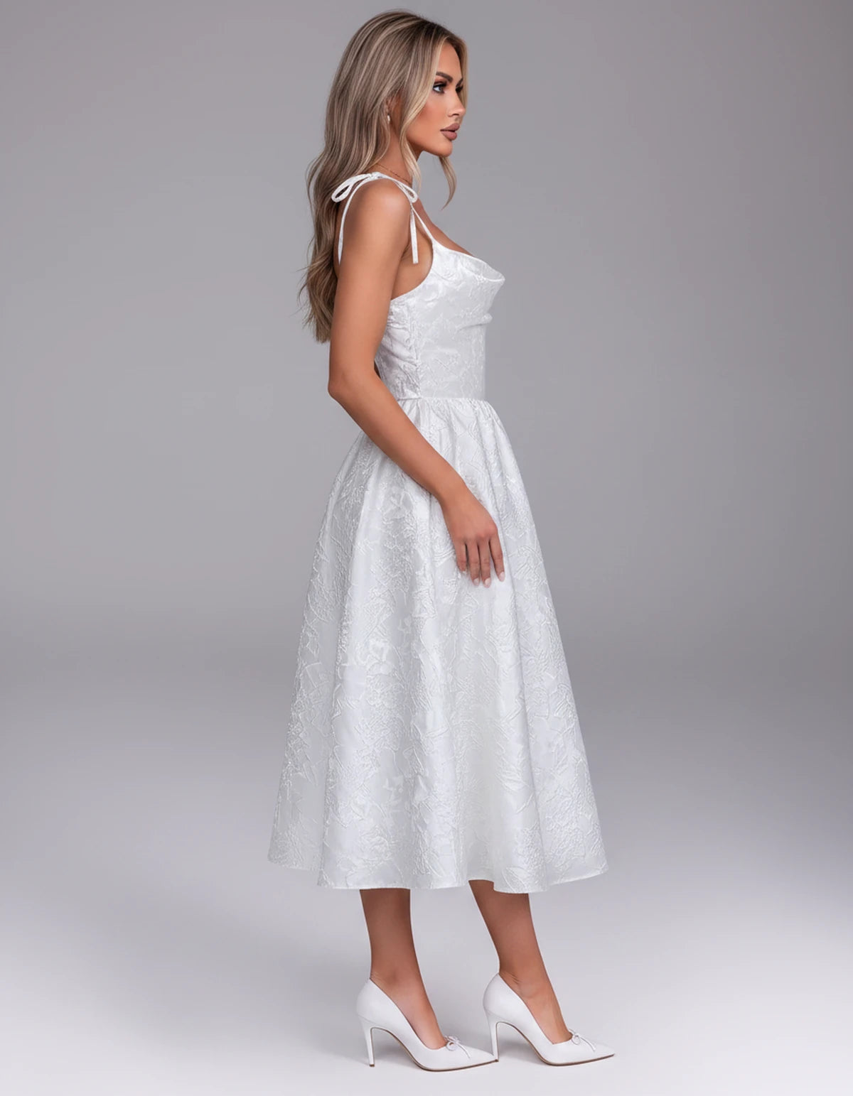 Thessaly Midi Dresses — White | SKU: RB-c62e2e-white-2,RB-c62e2e-white-4,RB-c62e2e-white-6,RB-c62e2e-white-8,RB-c62e2e-white-10,RB-c62e2e-white-12,RB-c62e2e-white-14,RB-c62e2e-white-16,RB-c62e2e-white-16W,RB-c62e2e-white-18W,RB-c62e2e-white-20W,RB-c62e2e-white-22W