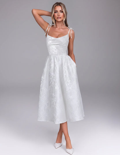 Thessaly Midi Dresses — White | SKU: RB-c62e2e-white-2,RB-c62e2e-white-4,RB-c62e2e-white-6,RB-c62e2e-white-8,RB-c62e2e-white-10,RB-c62e2e-white-12,RB-c62e2e-white-14,RB-c62e2e-white-16,RB-c62e2e-white-16W,RB-c62e2e-white-18W,RB-c62e2e-white-20W,RB-c62e2e-white-22W