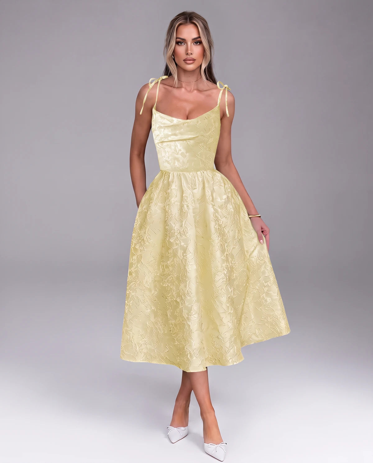 Thessaly Midi Dresses — Yellow