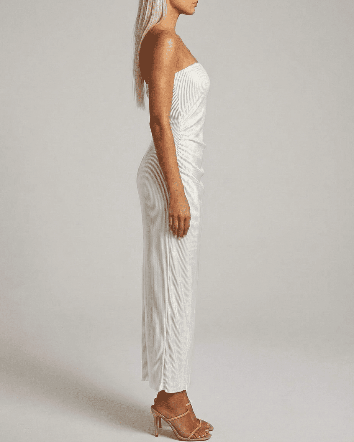 Tona Maxi Dress - White ankle-length, strapless design, elegant tube silhouette by RAMBLION for summer occasions.