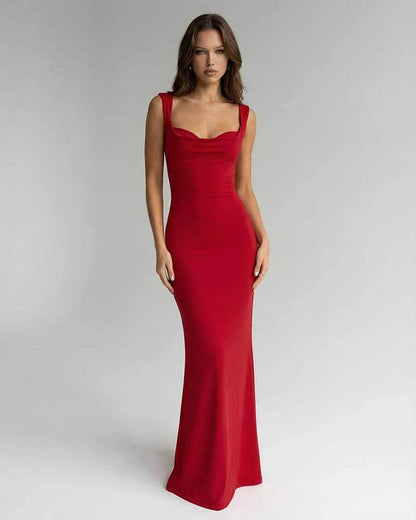 Red Slip Round Neck Sleeveless Maxi Dress | Bridal Showers, front view | Ramblion | SKU: SMD-482736195-red-L-8260,SMD-482736195-red-M-5643,SMD-482736195-red-S-9258,SMD-482736195-red-XL-6927,SMD-482736195-red-XS-9510