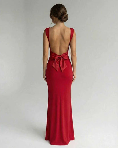 Red Slip Round Neck Sleeveless Maxi Dress | Bridal Showers, back view | Ramblion | SKU: SMD-482736195-red-L-8260,SMD-482736195-red-M-5643,SMD-482736195-red-S-9258,SMD-482736195-red-XL-6927,SMD-482736195-red-XS-9510