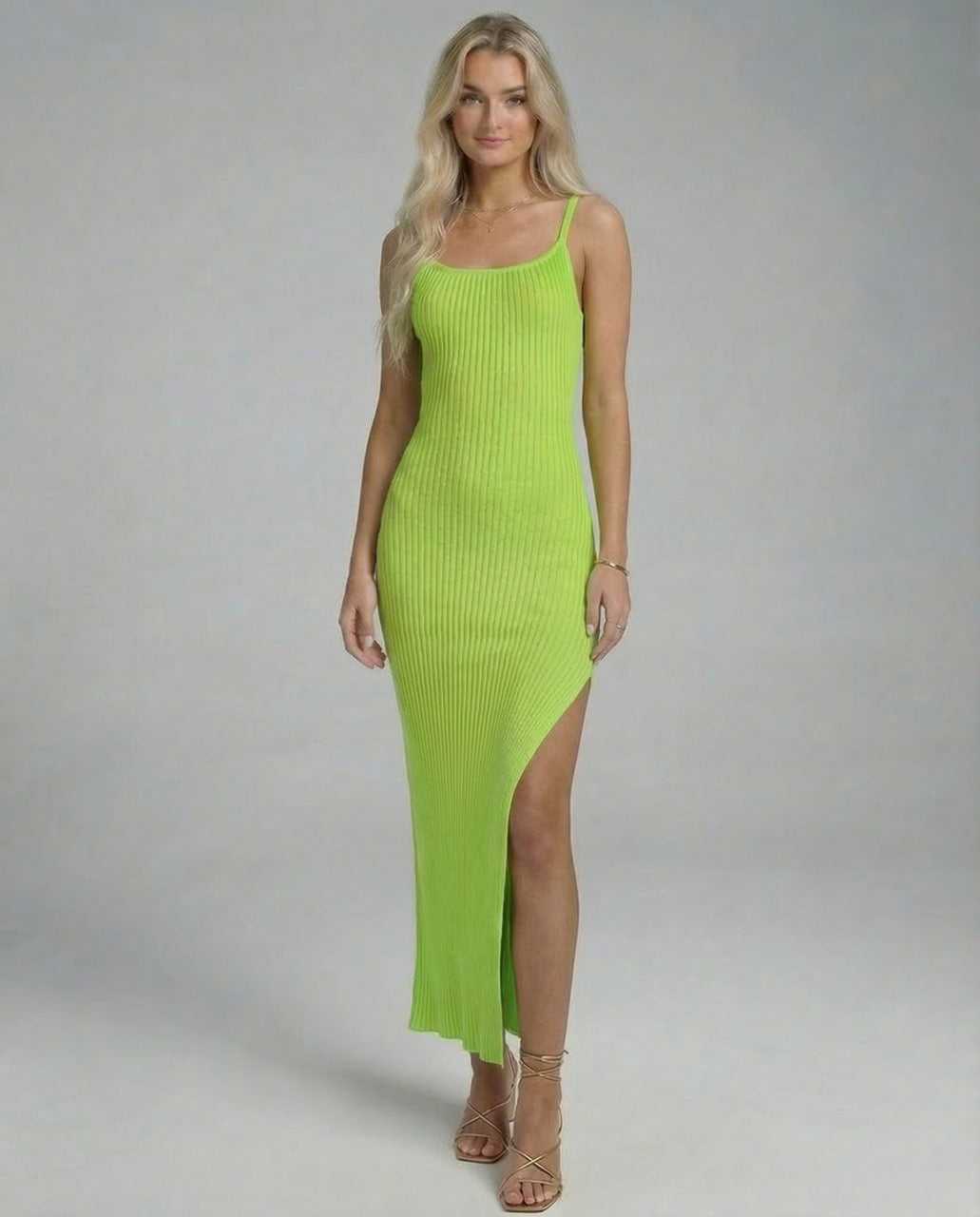 Udry Midi Dress in vibrant green, featuring a sleek silhouette perfect for summer gatherings, by RAMBLION.