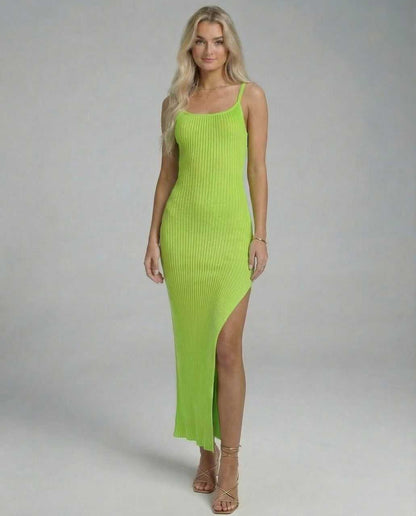 Udry Midi Dress in vibrant green, featuring a sleek silhouette perfect for summer gatherings, by RAMBLION.
