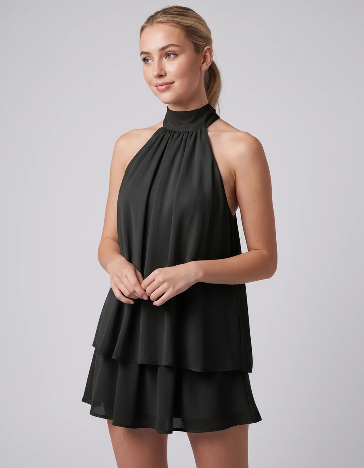 Ulyssa Mini Dresses — Black | SKU: RB-d92649-black-XS,RB-d92649-black-S,RB-d92649-black-M,RB-d92649-black-L