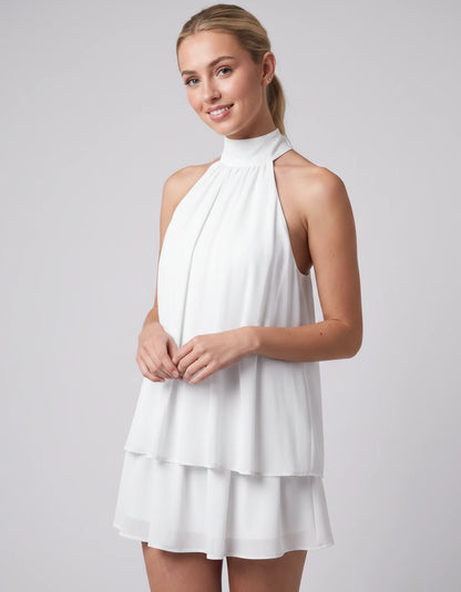 Ulyssa Mini Dresses — White | SKU: RB-d92649-white-XS,RB-d92649-white-S,RB-d92649-white-M,RB-d92649-white-L