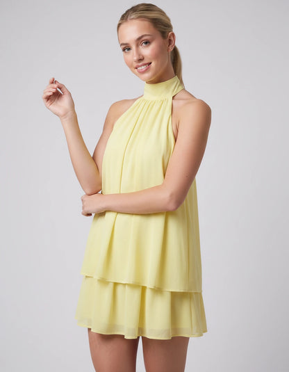 Ulyssa Mini Dresses — Yellow | SKU: RB-d92649-yellow-XS,RB-d92649-yellow-S,RB-d92649-yellow-M,RB-d92649-yellow-L