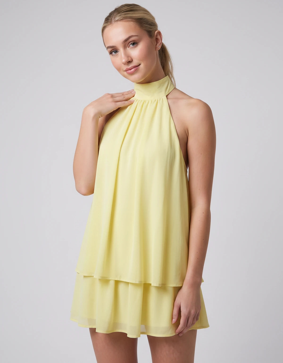 Ulyssa Mini Dresses — Yellow | SKU: RB-d92649-yellow-XS,RB-d92649-yellow-S,RB-d92649-yellow-M,RB-d92649-yellow-L