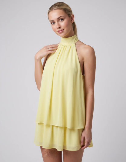 Ulyssa Mini Dresses — Yellow | SKU: RB-d92649-yellow-XS,RB-d92649-yellow-S,RB-d92649-yellow-M,RB-d92649-yellow-L